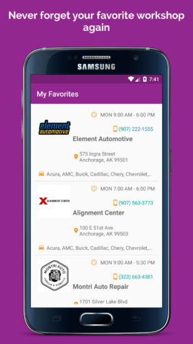 Easily add auto mechanic to your favorites